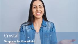  Presentation with acceptance - Slides enhanced with hispanic-woman-standing-over-blue background and a teal colored foreground