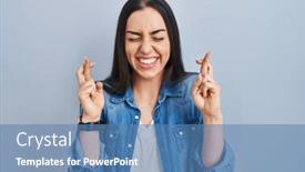 Presentation with hope - Slide set featuring hispanic-woman-standing-over-blue background and a teal colored foreground