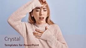  Presentation with fever - PPT theme featuring hispanic-woman-standing-over-blue background and a soft green colored foreground