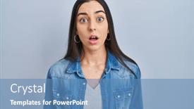  Presentation with blue - Presentation design featuring hispanic-woman-standing-over-blue background and a teal colored foreground