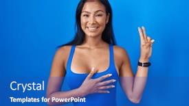  Presentation with woman praying over bible - Slide deck enhanced with hispanic-woman-standing-over-blue and a teal colored foreground