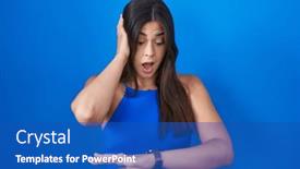  Presentation with blue - Presentation design enhanced with hispanic-woman-standing-over-blue and a  colored foreground