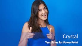  Presentation with blue - Slide set consisting of hispanic-woman-standing-over-blue background and a ocean colored foreground