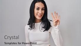  Presentation with hispanic - Theme enhanced with hispanic-woman-standing-over-isolated background and a light gray colored foreground