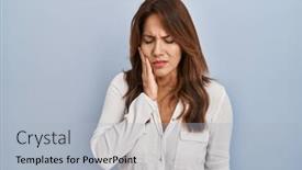  Presentation with illness - Presentation theme consisting of hispanic-woman-standing-over-isolated background and a light gray colored foreground