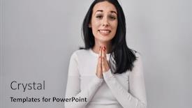  Presentation with forgiveness - Slide set having hispanic-woman-standing-over-isolated background and a light gray colored foreground