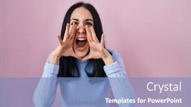  Presentation with pink - Slide deck enhanced with hispanic-woman-standing-over-pink background and a teal colored foreground