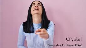  Presentation with body shame cyber bullying - Presentation theme featuring hispanic-woman-standing-over-pink background and a coral colored foreground