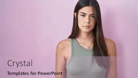  Presentation with pink simple - Slide deck enhanced with hispanic-woman-standing-over-pink background and a lemonade colored foreground