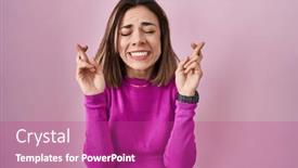  Presentation with hope - Presentation theme with hispanic-woman-standing-over-pink background and a coral colored foreground