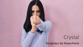  Presentation with violence - Slides featuring hispanic-woman-standing-over-pink background and a soft green colored foreground