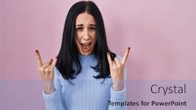  Presentation with rock music - Presentation theme consisting of hispanic-woman-standing-over-pink background and a light blue colored foreground