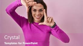  Presentation with frame pink - Theme consisting of hispanic-woman-standing-over-pink background and a coral colored foreground