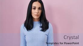  Presentation with pink simple - PPT theme enhanced with hispanic-woman-standing-over-pink background and a light blue colored foreground