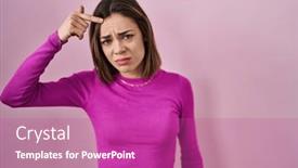  Presentation with skin infection - PPT layouts with hispanic-woman-standing-over-pink background and a coral colored foreground