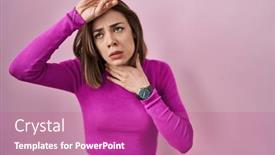  Presentation with fever - PPT layouts with hispanic-woman-standing-over-pink background and a coral colored foreground