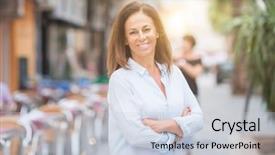 Presentation with hong kong city day - Amazing slide deck having hispanic woman standing with smile backdrop and a lemonade colored foreground