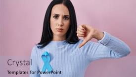  Presentation with blue ribbon - Presentation with hispanic-woman-wearing-blue-ribbon background and a light blue colored foreground