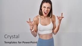  Presentation with rock music - Theme featuring hispanic-woman-wearing-sportswear-over background and a  colored foreground