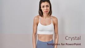  Presentation with woman crying - Slides consisting of hispanic-woman-wearing-sportswear-over background and a coral colored foreground