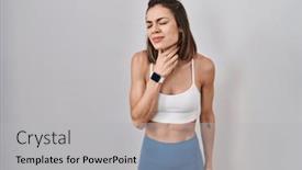  Presentation with sore throat - Presentation design having hispanic-woman-wearing-sportswear-over background and a light gray colored foreground