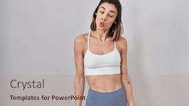  Presentation with lips - Presentation design featuring hispanic-woman-wearing-sportswear-over background and a coral colored foreground