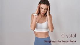  Presentation with migraine - Presentation theme having hispanic-woman-wearing-sportswear-over background and a mint green colored foreground