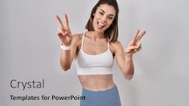  Presentation with sportswear - Theme with hispanic-woman-wearing-sportswear-over background and a  colored foreground