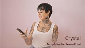  Presentation with hispanic - Slide set having hispanic-woman-with-amputee-arm background and a coral colored foreground