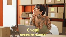  Presentation with ecommerce - Presentation design having hispanic-woman-with-amputee-arm background and a coral colored foreground