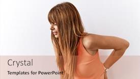  Presentation with back pain - Slide deck consisting of hispanic-woman-with-bang-hairstyle background and a  colored foreground