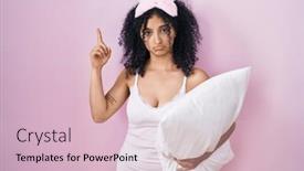  Presentation with curly hair - Presentation design having hispanic-woman-with-curly-hair background and a lemonade colored foreground