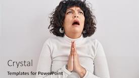  Presentation with curly hair - Presentation theme consisting of hispanic-woman-with-curly-hair background and a soft green colored foreground
