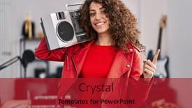  Presentation with curly hair - Slide deck enhanced with hispanic-woman-with-curly-hair background and a crimson colored foreground