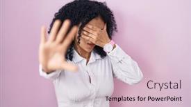  Presentation with curly hair - Presentation theme featuring hispanic-woman-with-curly-hair background and a lemonade colored foreground