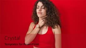  Presentation with sore throat - Slides with hispanic-woman-with-curly-hair background and a crimson colored foreground