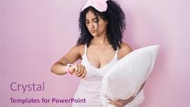  Presentation with sleep time - Slides consisting of hispanic-woman-with-curly-hair background and a  colored foreground