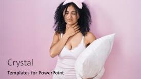  Presentation with infection - PPT theme with hispanic-woman-with-curly-hair background and a lemonade colored foreground