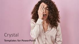  Presentation with face pain - PPT theme consisting of hispanic-woman-with-curly-hair background and a  colored foreground