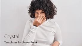  Presentation with breath - Slide set featuring hispanic-woman-with-curly-hair background and a light gray colored foreground