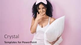  Presentation with scandal - PPT theme enhanced with hispanic-woman-with-curly-hair background and a lemonade colored foreground