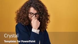  Presentation with breath - Slide deck having hispanic-woman-with-curly-hair background and a navy blue colored foreground