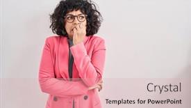  Presentation with nails - PPT theme enhanced with hispanic-woman-with-curly-hair background and a lemonade colored foreground