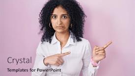  Presentation with curly hair - Presentation having hispanic-woman-with-curly-hair background and a  colored foreground