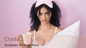  Presentation with drinking problem - PPT layouts enhanced with hispanic-woman-with-curly-hair background and a coral colored foreground