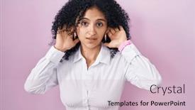  Presentation with deaf - Presentation theme consisting of hispanic-woman-with-curly-hair background and a lemonade colored foreground