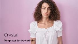  Presentation with pink simple - Presentation theme having hispanic-woman-with-curly-hair background and a soft green colored foreground