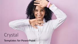  Presentation with curly hair - Slides enhanced with hispanic-woman-with-curly-hair background and a lemonade colored foreground