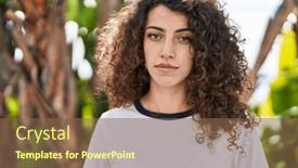  Presentation with curly hair - Theme with hispanic-woman-with-curly-hair background and a tawny brown colored foreground