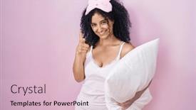  Presentation with curly hair - Presentation theme with hispanic-woman-with-curly-hair background and a lemonade colored foreground